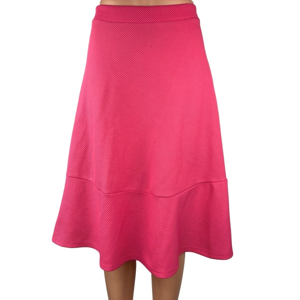 H&M Pink Textured Knit High Waist Elastic Pull On Midi A-Line Skirt Size XS - Image 1 of 4