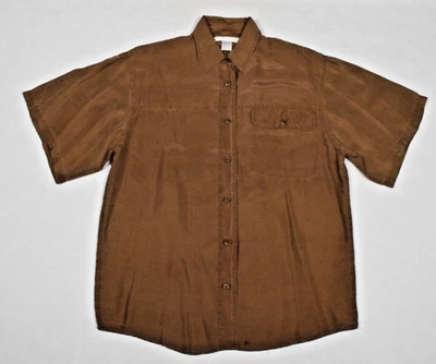 Vintage Silk Shirt The Limited Size S 90s Cocoa Brown Single Pocket Oversized - Image 1 of 4