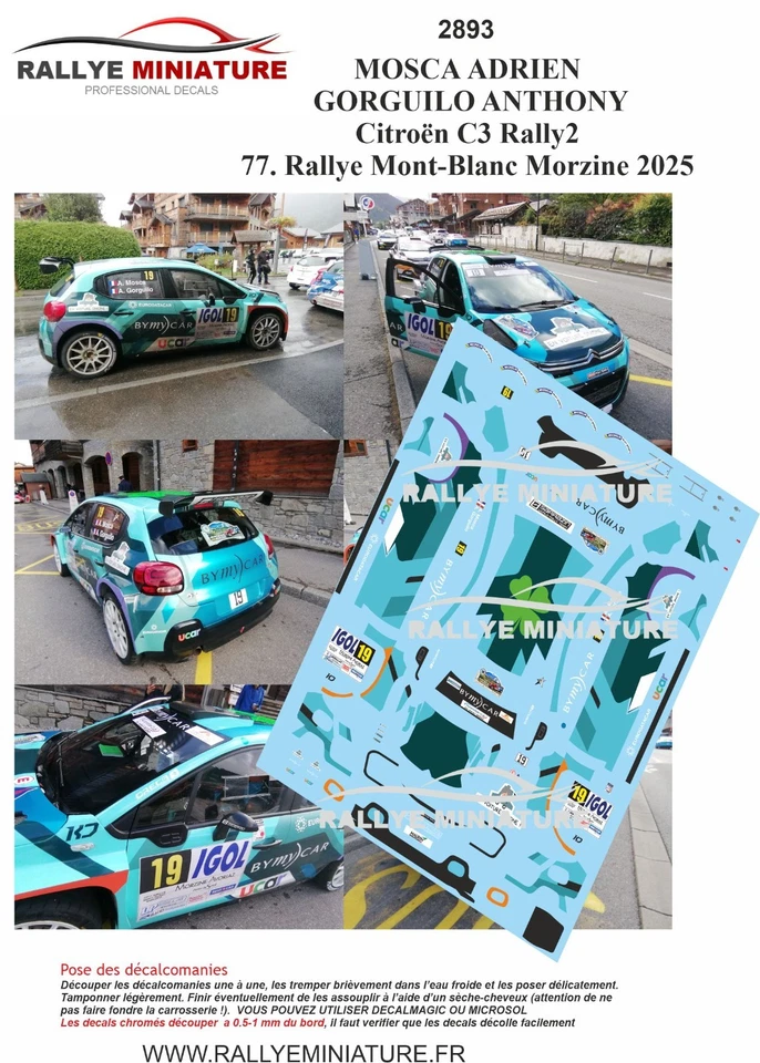 DECALS 1/43 REF 2893 Citroën C3 Rallye 2 Mosca Rallye Mont-Blanc  2025 - Bild 1 von 1