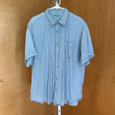 Martin Gordon Blue 100% Linen Short Sleeve Button Up Shirt Men’s XL - Image 1 of 4