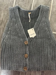 NWT Free People Close To Me Knit Vest Color Ink Small $78 - Picture 1 of 5