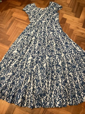 Vestido Joe Browns Talla 18 Azul Gris Floral Ajuste N Acampanado Batik en Niveles 100% Algodón Foto 1 de 4