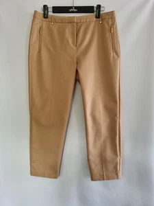 Marks and Spencer Per Una Size 14 Stone Gold Cropped Cotton Trousers - Picture 1 of 16