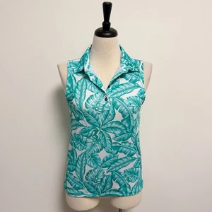 Kenny Blumen weiß grün Whoos Your Caddy Palmblätter Bora ärmellos Polo Medium - Bild 1 von 8