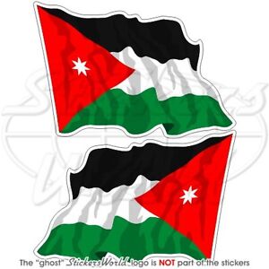 JORDAN Jordanian Flying Flag Vinyl Bumper Stickers, Decals 120mm (4.7") x2