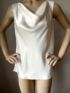NWT St John knit top size L white satin sleeveless - Picture 1 of 3