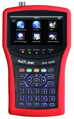 SATLINK WS-6960 DVB-S&DVB-S2 HD Satellite Finder Meter 4.3'' LCD H.265 Decoding - Image 1 of 4