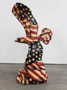 Statua statuina SOARING American Bald Eagle avvolta nella bandiera americana USA 11" - Foto 1 di 7