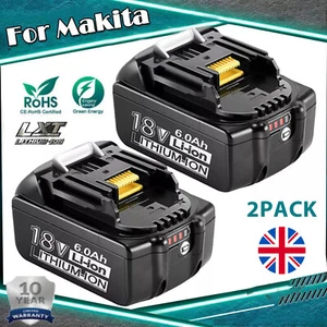 🔥2 Pack For Makita 18V Battery 6.0Ah Li-Ion BL1830 BL1850 BL1860 BL1840 LXT LED - Picture 1 of 9
