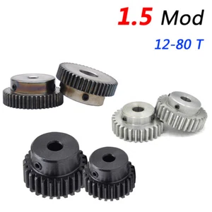 1.5 Mod Spur Gear Pinion Steel Gear Motor Gear with Steps 12T-80T Bore 5mm-25mm - Picture 1 of 11