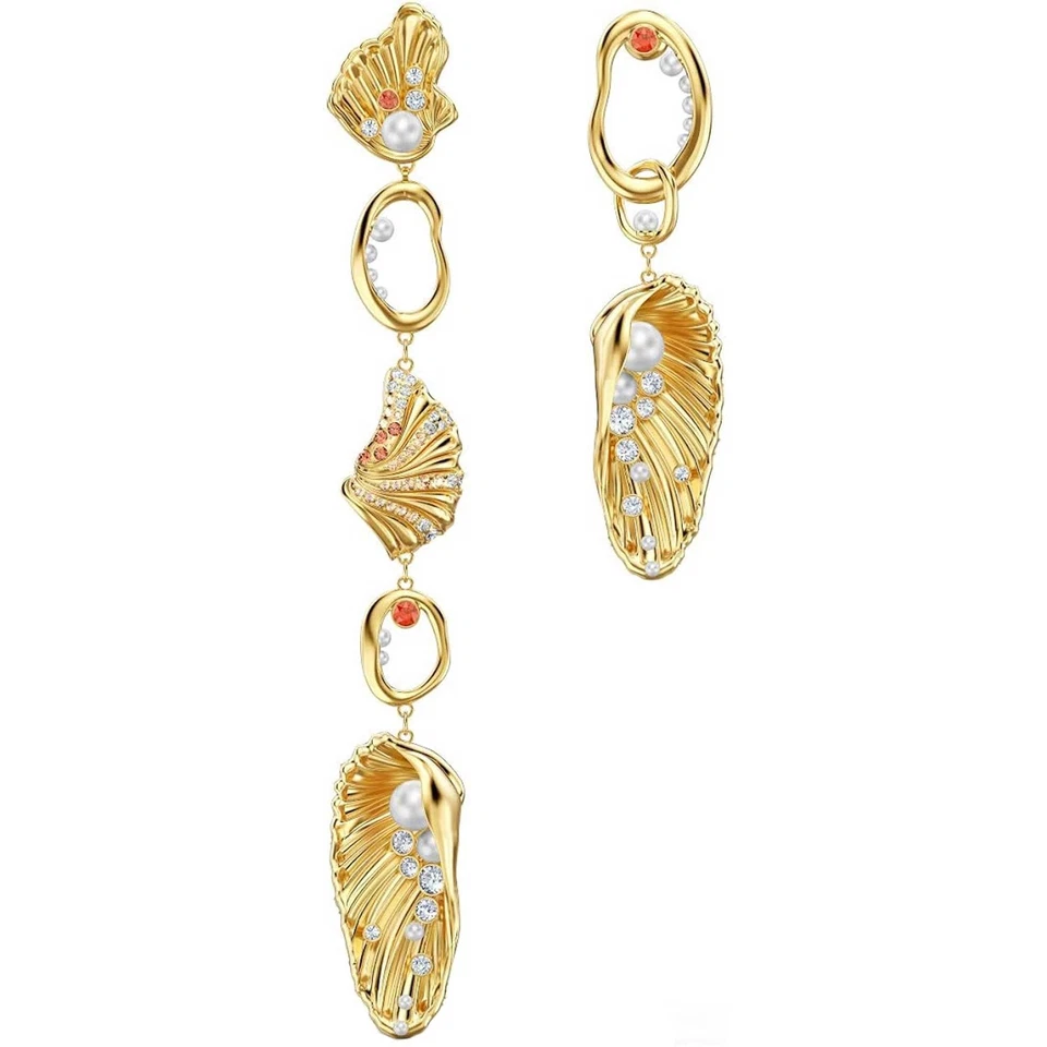 Swarovski Women's Earrings Shell Angel Yellow Gold Multicolored Crystal 5520664