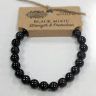 Real Gemstone Power Bracelet - Black Agate - Strength and Protection - 8mm Beads