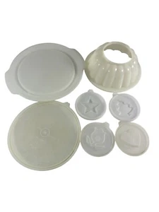 Vintage Tupperware Jello Mold Jel N Serve 6 Piece Set Star Heart Christmas Tree - Picture 1 of 13