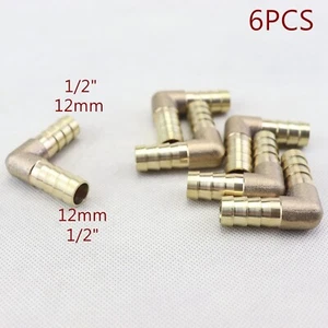 6Pcs (1/2" x 1/2" ) NEW Brass Barbed Tube Pipe Fitting Hose Barb Elbow 90 Degree - Picture 1 of 7