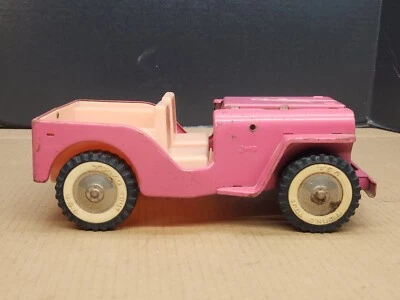 Tonka  Surrey Beach Jeep Pink circa 1960s  Steel 9.5" Missing Parts - Image 1 of 4