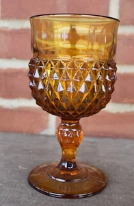 Cáliz de agua vintage de vidrio ámbar con punta de diamante - Imagen 1 de 3