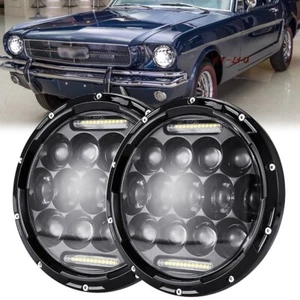 Pair 7inch Round LED Headlights Sealed Hi/Lo Beam DRL for Ford Mustang 1965-1978 - Picture 1 of 8