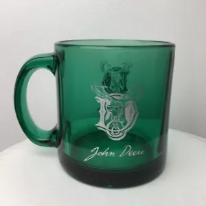 John Deere Hirschkopf in Buchstabe D CO. 1882 Markenzeichen Kaffeetasse grünes Glas 29* - Bild 1 von 6