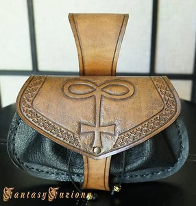 Medieval LARP Healer Alchemist Druid Leather Small Belt Pouch - Picture 1 of 2