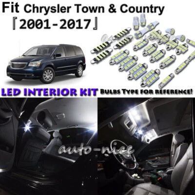 13x White LED Interior Lights Package Kit For 2001- 2017 Chrysler Town & Country - Image 1 of 4
