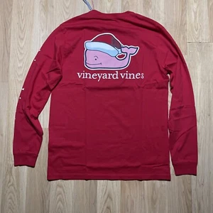 Vineyard Vines Herren Weihnachten Nikolausmütze rot Langarmshirt Gr. S Neu mit Etikett - Bild 1 von 11