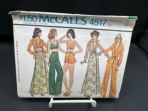 Camisa Vintage McCalls 4517 Patrón Talla 16 1975 Falda Larga Pantalones Acampanados Sujetador - Imagen 1 de 2