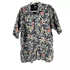 90s Bamboo Cay Hawaiian Aloha Camp Shirt Mens Large Multicolor Flora Cotton Lawn - Picture 1 of 8