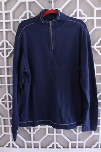 Maglione Margaritaville uomo L quarto zip blu cotone comodo casual preppy uomo - Foto 1 di 13