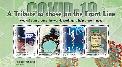 Dominica 2020 - Tribute to Front Line Medical Staff C-19 Virus - Sheet of 4 MNH Cover