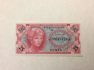 ~ 25  CENTS MPC MILITARY PAYMENT CERTIFICATE  641 - UNCIRCULATED UNC - SALE - Image 1 of 2