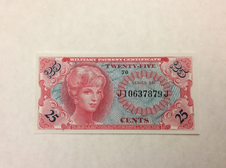 ~ 25  CENTS MPC MILITARY PAYMENT CERTIFICATE  641 - UNCIRCULATED UNC - SALE - Image 1 of 2