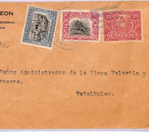 GUATEMALA Cover 12.5c QUETZAL BIRD Retalhuleu 1921 {samwells-covers}XH33 - Picture 1 of 10
