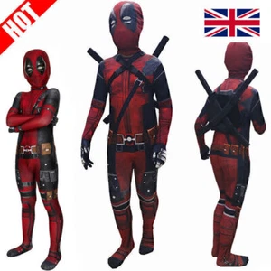 Deadpool Costume Cosplay Kids Bodysuit Boys Children's Day Fancy Dress Party - Picture 1 of 12