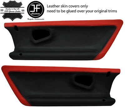 BLACK RED  2X DOOR CARD TRIM LEATHER COVERS FITS SMART ROADSTER 452 03-05 JF1 - Image 1 of 3