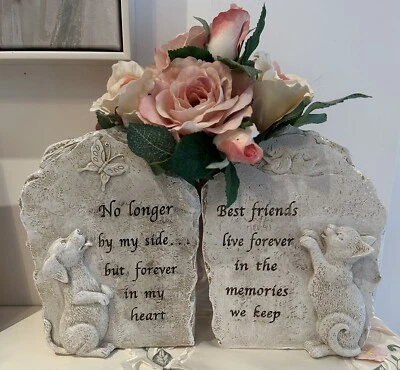 ~❤️~PET MEMORIAL Placa Gato/Perro Estatua Tumba Marcador Estatuilla 22cm Foto 1 de 4