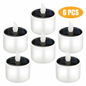 6PCS Solar Powered LED Candle Light Flickering LED Tea Lights Lamp Waterproof