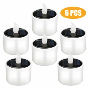 6PCS Solar Powered LED Candle Light Flickering LED Tea Lights Lamp Waterproof - Picture 1 of 11