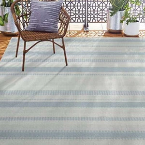 Tripoli Mateo Modern Striped Indoor/Outdoor Area Rug, Blue/Cream, 5'3"x7'3" - Picture 1 of 5