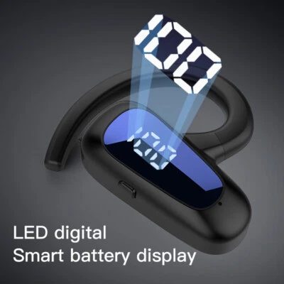 Bluetooth 5.2 Headset Wireless Music Earbud Earpiece Noise Cancelling Microphone - Image 1 of 4