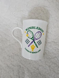 Taza de té café Wimbledon taza Londres Inglaterra raquetas de tenis torneo blanco 4" - Imagen 1 de 8