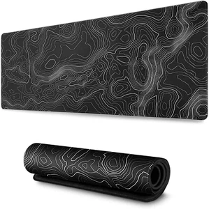 Large 35x17 Inch Gaming Mouse Pad, Non-Slip Rubber Base, Topographic Map Design - Picture 1 of 12