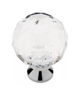 Brainerd 1 1/4 inch Faceted Acrylic Knob Clear and Chrome with Hardware 6pk/12pk - Picture 1 of 8