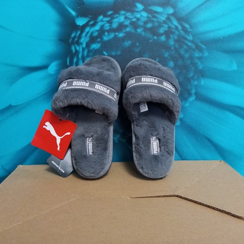 Puma Fluff Junior Scivoli in Grigio Antracite Bianco Bambini UK 13 US 1C EU 32