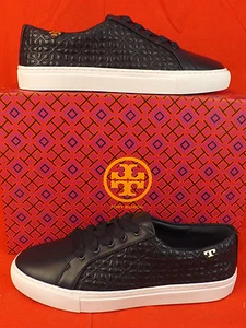 NUEVO EN CAJA ZAPATILLAS TORY BURCH AZUL MARINO BRYANT ACOLCHADAS CUERO CON CORDONES REVA 9 - Imagen 1 de 9