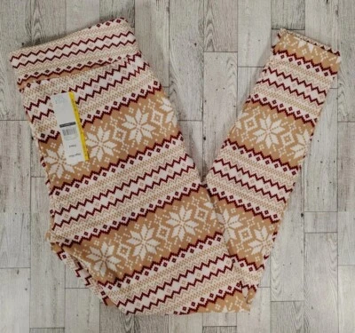 Leggings Time & Tru L XL 2X 3X Fair Isle tiro alto ajustados tostados cálidos y acogedores NUEVO Foto 1 de 4