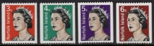 1968-1971 Norfolk Island QE II 3c a 6c juego de 4 estampillas bobinadas sin montar o nunca montadas, limpias y frescas - Imagen 1 de 1
