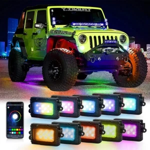 AUXBEAM RGB LED Rock Lights bluetooth Controller Timing Music 10 Pods Neon Lamps - Picture 1 of 12