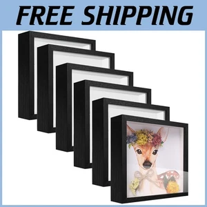 5x5 Shadow Box Rahmenset, Holz mit Plexiglas - 6-teilig - Schwarz - Bild 1 von 8