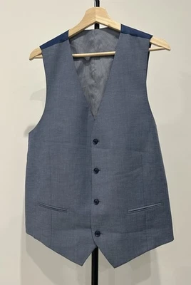 Hombres Alfani Dos Tonos Azul Sólido Ajustado Botones Vestido Traje Chaleco Ajustable Talla XL Foto 1 de 4