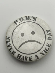 POW'S Never Have A Nice Day Sad Face Pin Badge Anti Vietnam War Protest - Picture 1 of 3